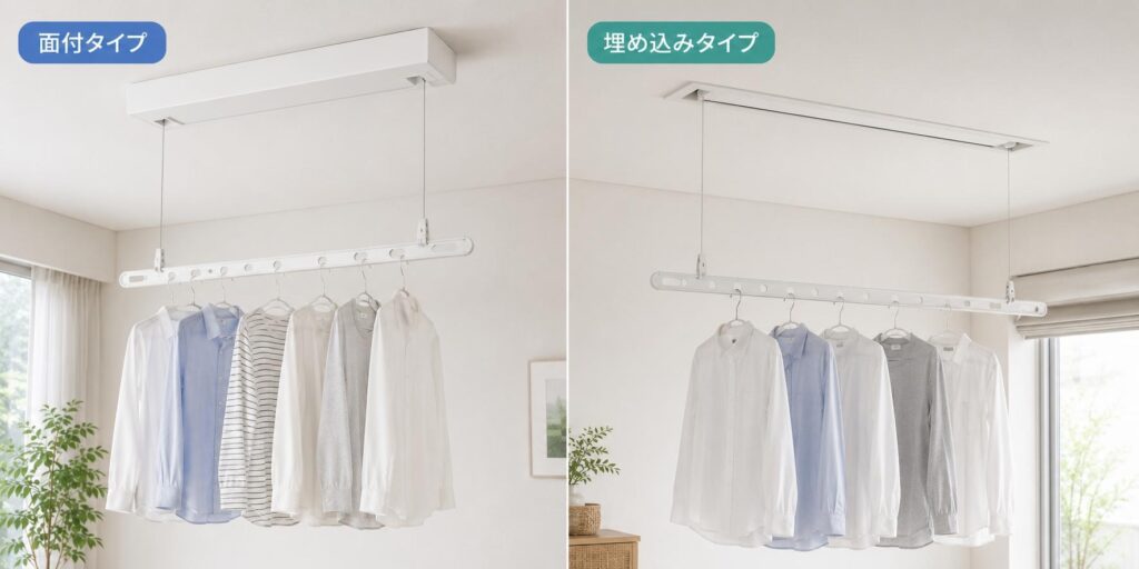 物干し昇降式 面付タイプ・埋め込みタイプ